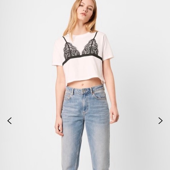French connection Lace bralette crop tee. Xs - Picture 1 of 11